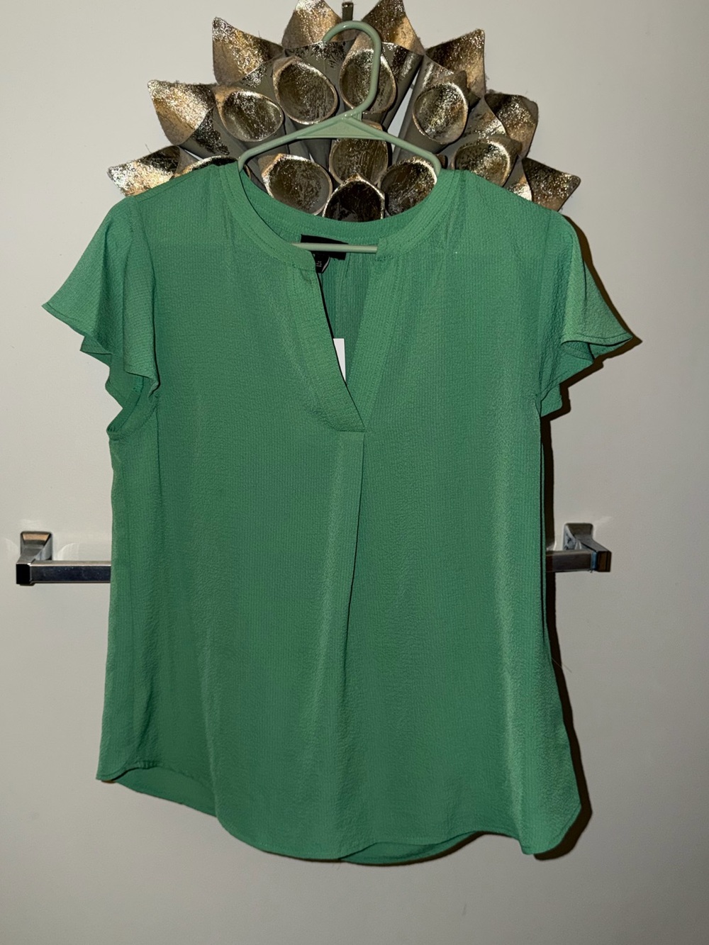 The Limited Emerald Green Flutter Sleeve V-Neck Top. NWT. Size M.